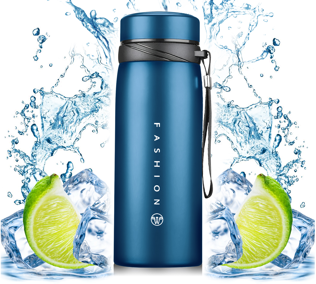 Termo de Acero Inoxidable 900 ml Botella Termica para Agua o Cafe con Aislamiento de Doble Pared y Tapa Hermetica Antiderrame (AZUL)