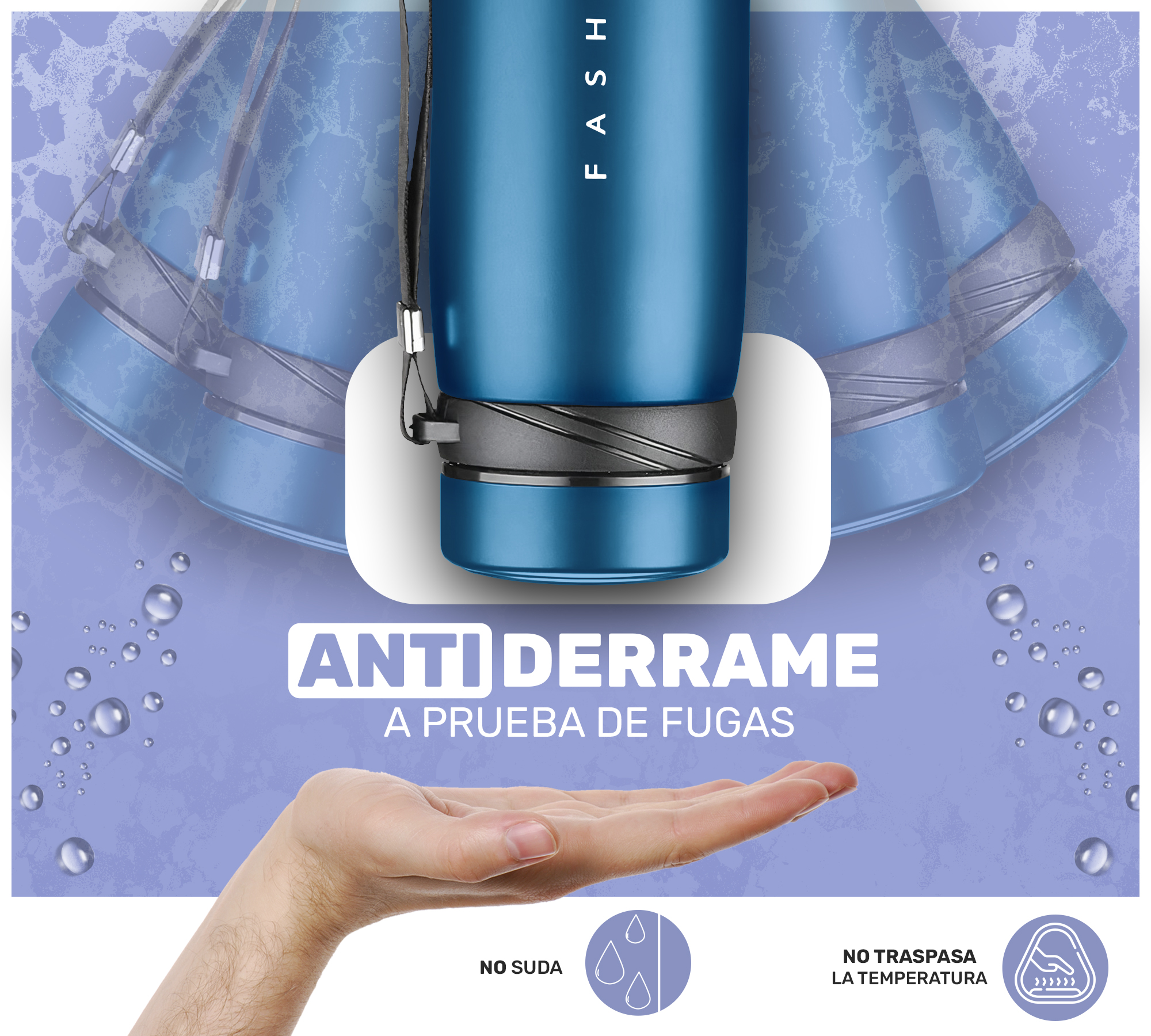Termo de Acero Inoxidable 900 ml Botella Termica para Agua o Cafe con Aislamiento de Doble Pared y Tapa Hermetica Antiderrame (AZUL)