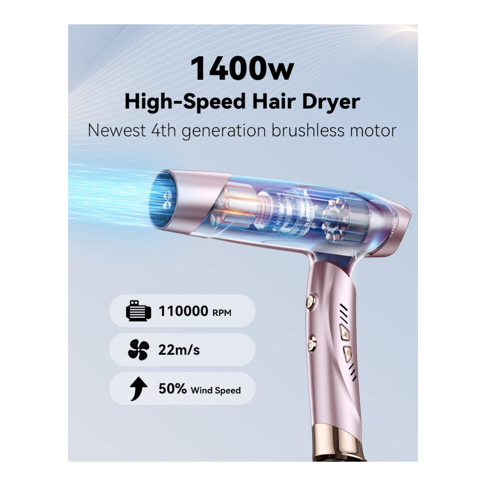 Secadora Profesional Para Cabello Llano Ll-pc001 1400w Rosa