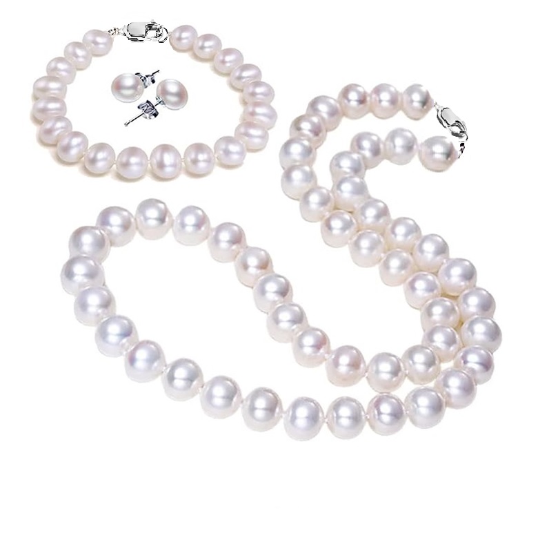 Set Collar Con Broche En Plata .925 Perla Cultivadas A06