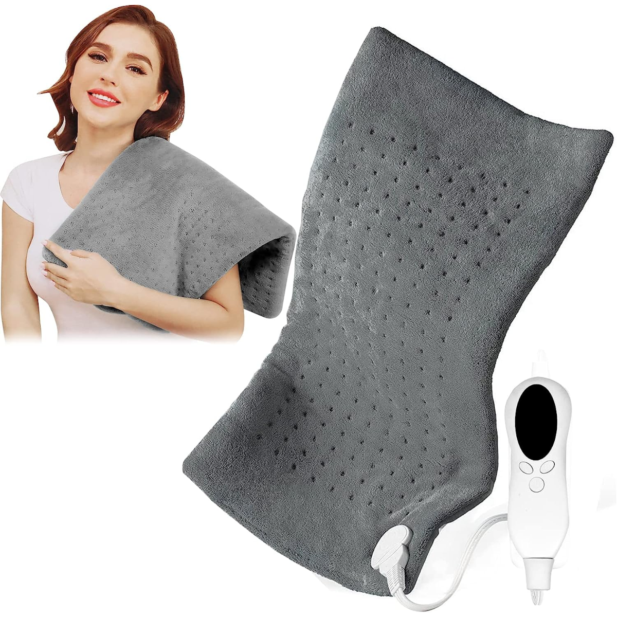 Compresa Caliente Eléctrica: Alivio Terapéutico para Dolores de Espalda, Hombro y Cuello - Tamaño 60 x 30 cm, Temperatura Ajustable