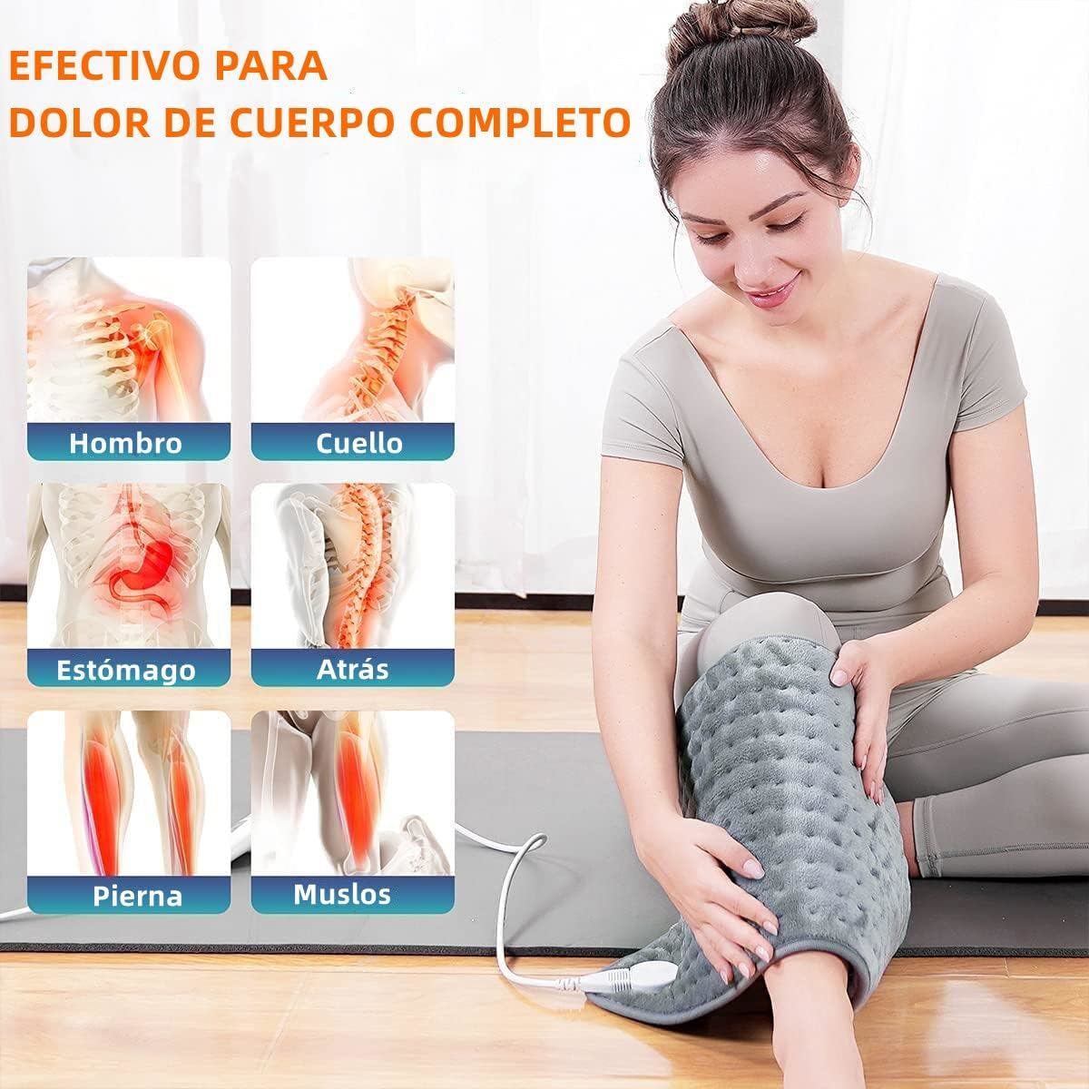 Compresa Caliente Eléctrica: Alivio Terapéutico para Dolores de Espalda, Hombro y Cuello - Tamaño 60 x 30 cm, Temperatura Ajustable