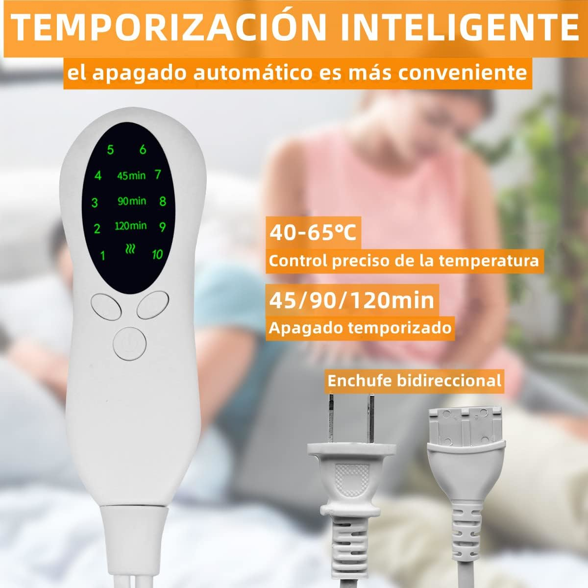 Compresa Caliente Eléctrica: Alivio Terapéutico para Dolores de Espalda, Hombro y Cuello - Tamaño 60 x 30 cm, Temperatura Ajustable