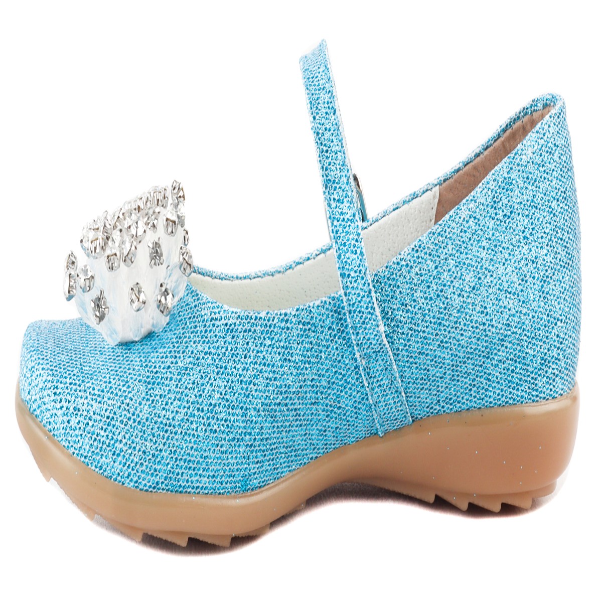 Zapato Princesa Elsa Y Ana Zapatillas Niña 06 Gliter Azul.