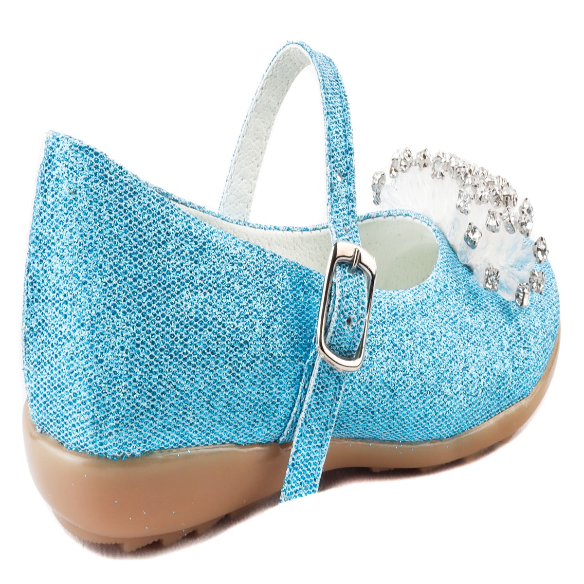 Zapato Princesa Elsa Y Ana Zapatillas Niña 06 Gliter Azul.