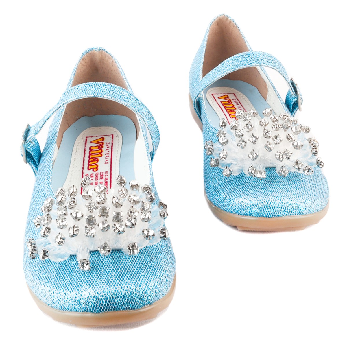Zapato Princesa Elsa Y Ana Zapatillas Niña 06 Gliter Azul.