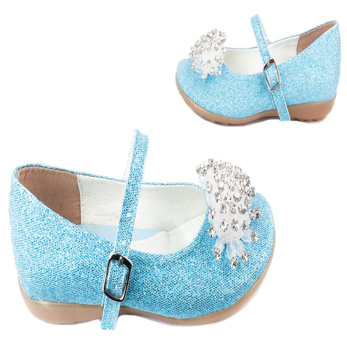 Zapato Princesa Elsa Y Ana Zapatillas Niña 06 Gliter Azul.