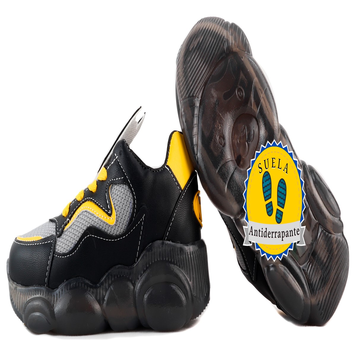 Tenis batman niño luces led superhéroe cómic 120-031 negro.