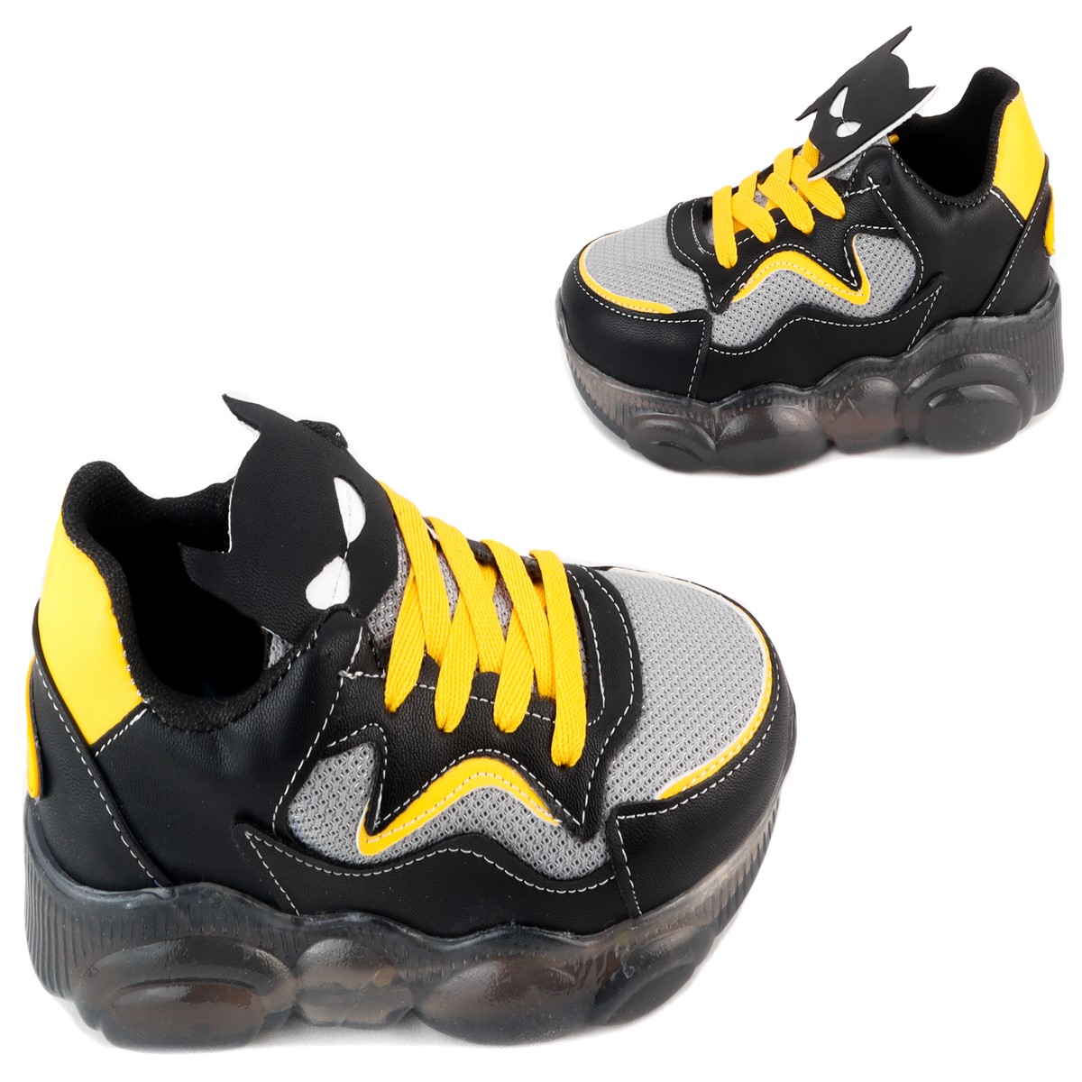Tenis batman niño luces led superhéroe cómic 120-031 negro.