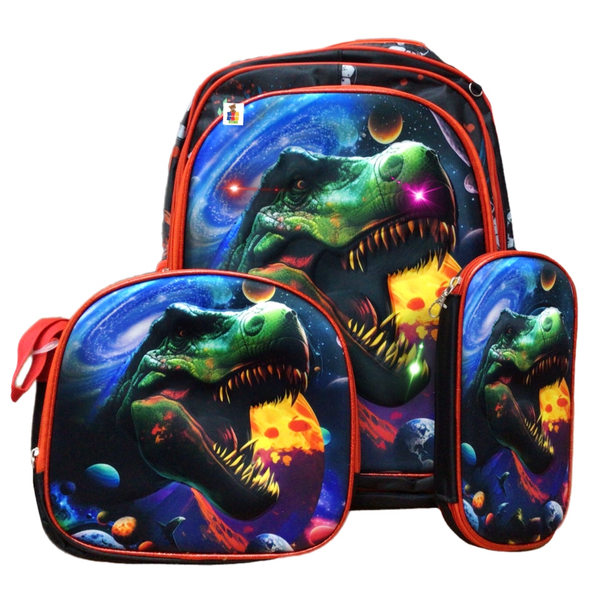 Mochila Escolar Dinosaurio Rex Diseño 3d Luces Infantil 3en1
