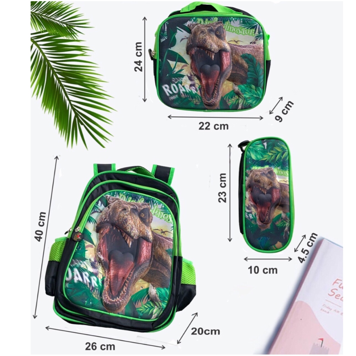 Mochila Escolar Dinosaurio Rex Diseño 3d Luces Infantil 3en1