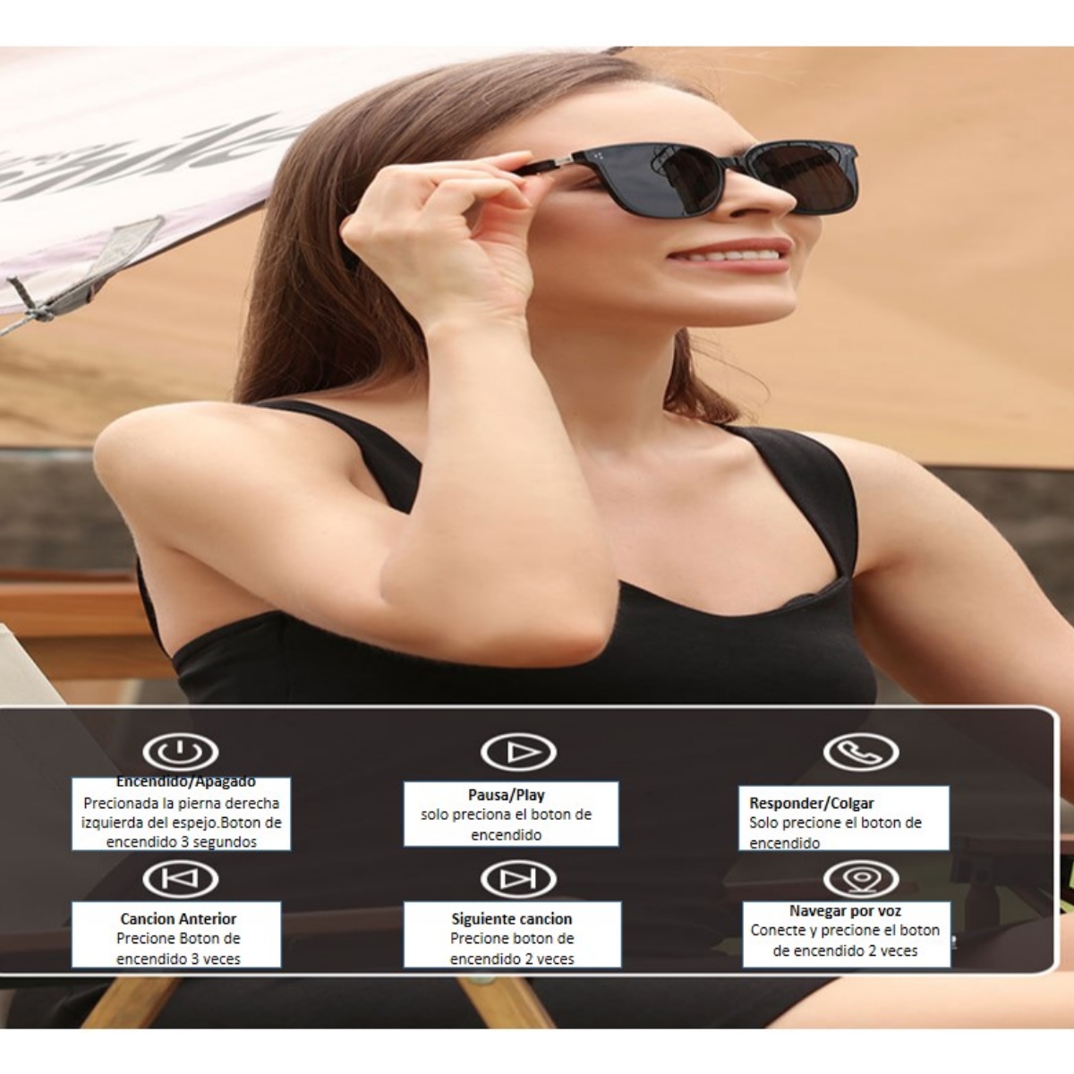 Gafas Lentes De Sol Bluetooth Con Auriculares Manos Libre