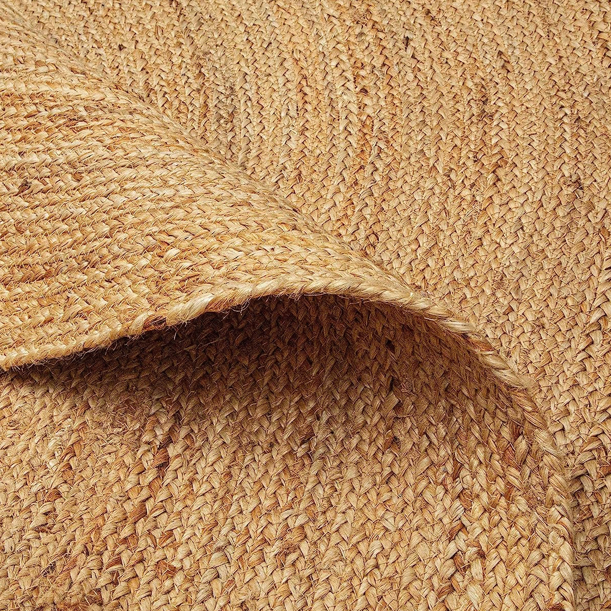 Alfombra Trenzada de Yute Redonda: Natural, Tejida a Mano, Reversible - Elegancia y Calidez para tu Sala de Estar o Entrada (120 cm)