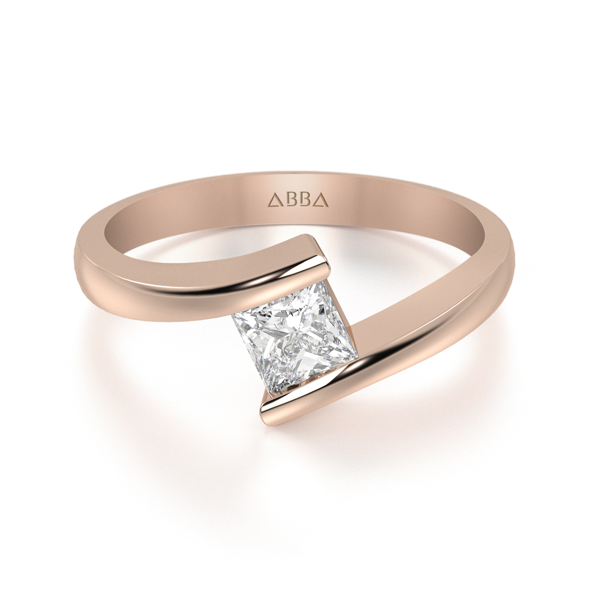 ANILLO DE COMPROMISO 10K ORO ROSA CON PIEDRA ZURI ABBA JOYAS