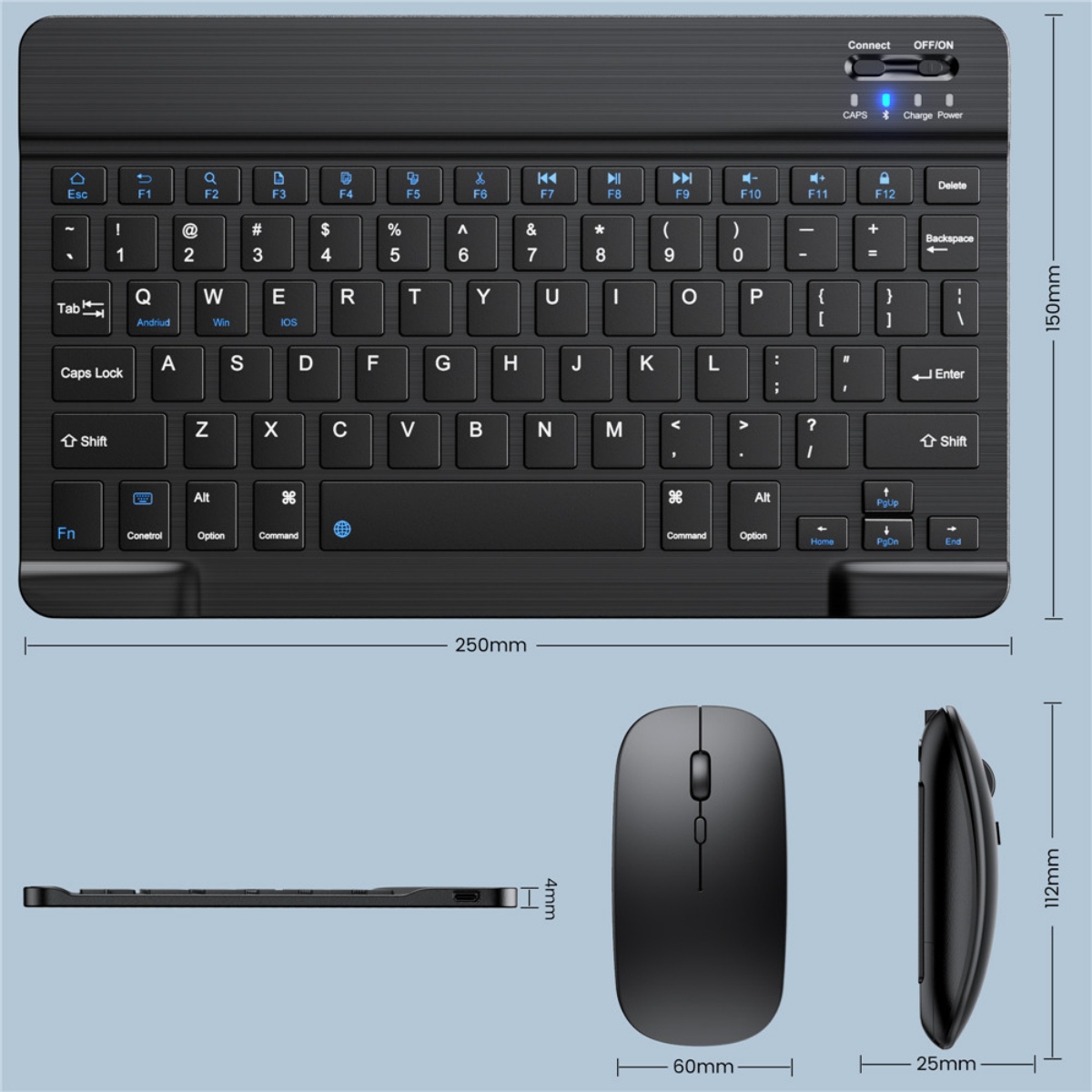 Teclado Y Ratón Inalámbrico Con Bluetooth Para Tableta