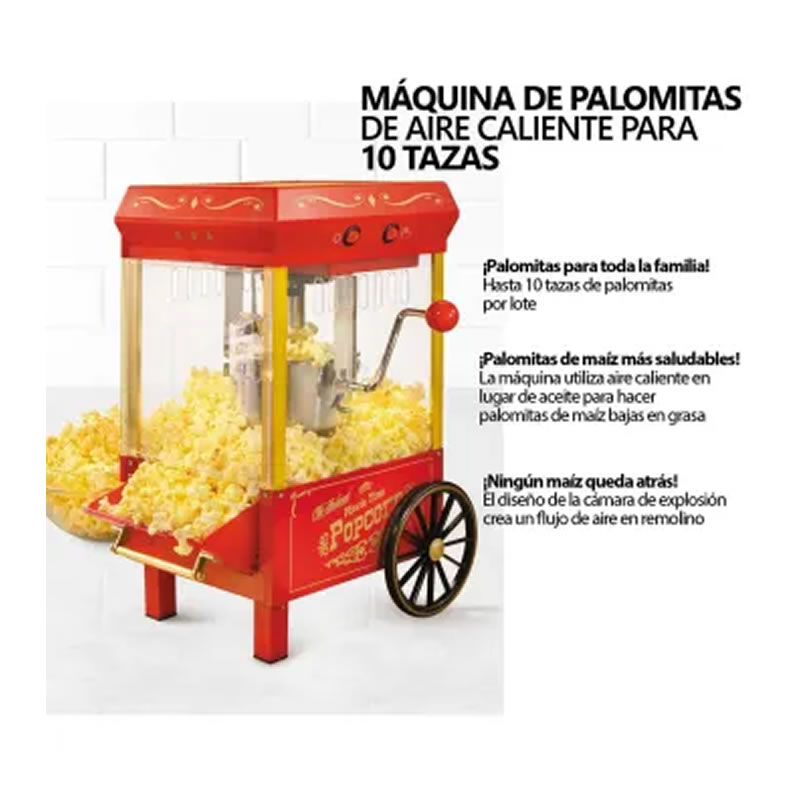 Maquina de Palomitas Con Rueditas Nostalgia NKPWLTT25RD SMS