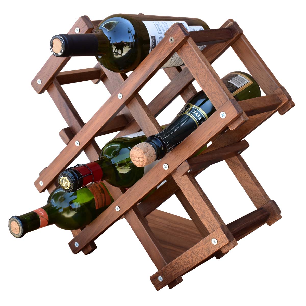 Cava de madera de parota plegable Hogare, Diseño moderno y elegante,  Acabados finos, Resistente, Capacidad 6 botellas