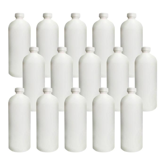 Botellas de Plástico Polietileno MXRYP-007 15 Pzs 1L Polietileno Rosca 28400 Blanco con Tapa, BostonWhite-28-400-C