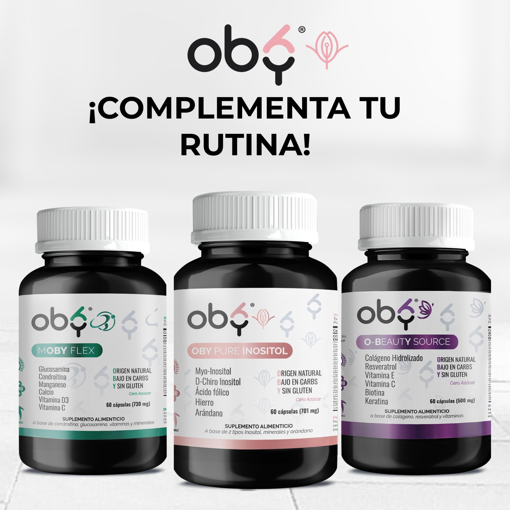 OBY Pure Inositol | Suplemento de Inositol Myo Inositol y D-Chiro-Inositol, Ácido Fólico, Hierro y Extracto de Arándano | 60 cápsulas de 701 mg | Multivitaminico Mujer