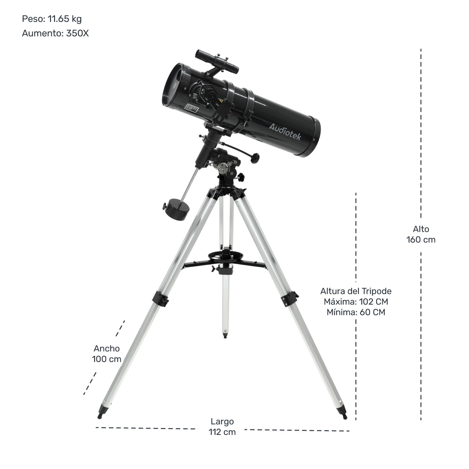 Telescopio Astronomico Profesional Reflector 750/1400mm 350x