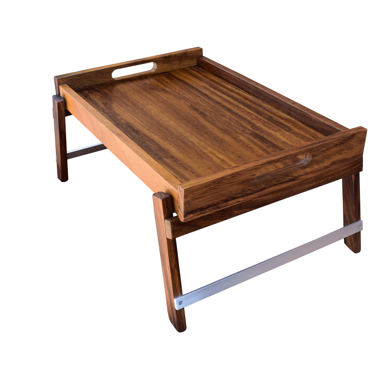 Mesa para Cama de Madera de Parota Hogare Mesa  para Alimentos Patas Plegables Diseño Artesanal Resistente Duradera 