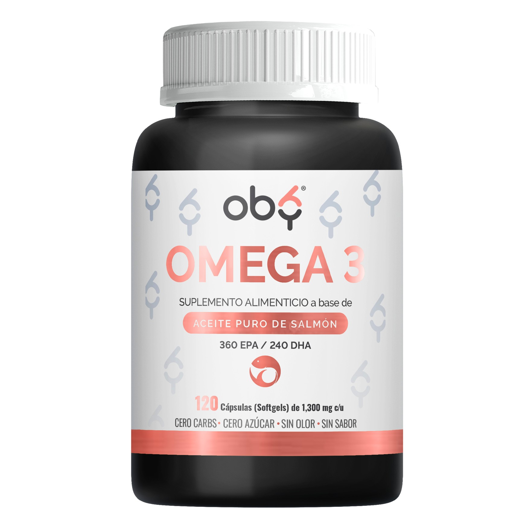 OBY Omega 3 a base de Salmón Salvaje de Alta concentración | Omega 3 1000mg Aceite de Salmón Puro y DHA - EPA | 120 Capsulas 1300 mg en Softgels 4 meses de uso - Sin Olor y Sin Sabor