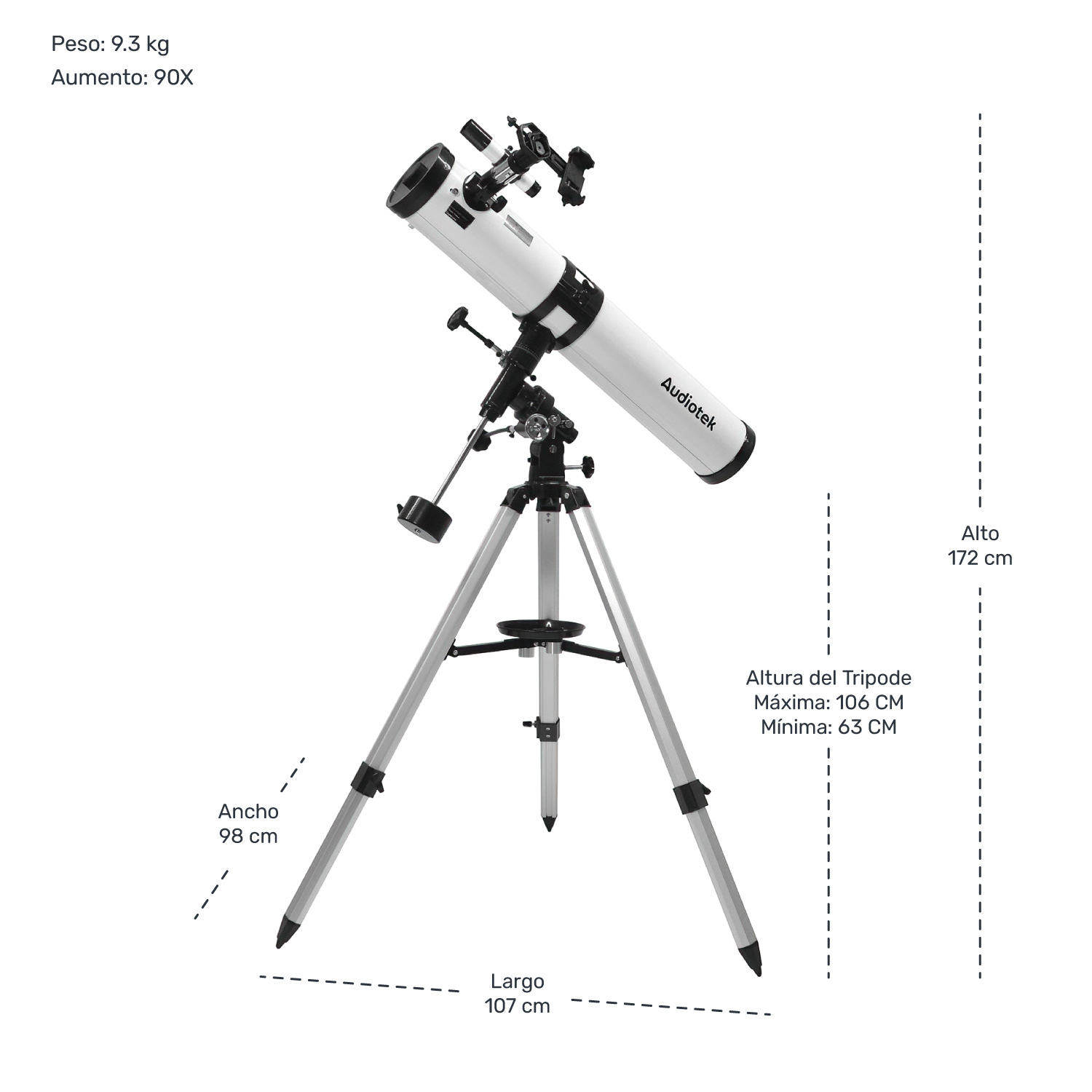 Telescopio Astronomico Profesional Reflector 900mm 225x