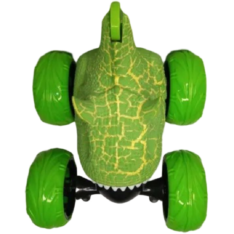 Carro Stun Car Cabeza De Dinosaurio Jurásico Radio Control Verde Amarillo