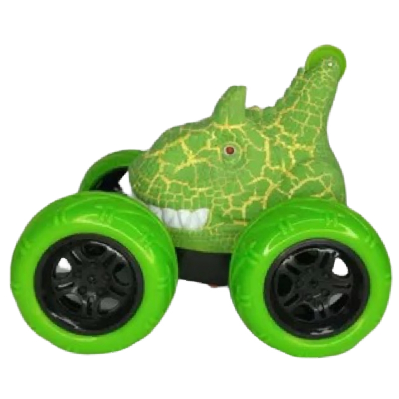 Carro Stun Car Cabeza De Dinosaurio Jurásico Radio Control Verde Amarillo
