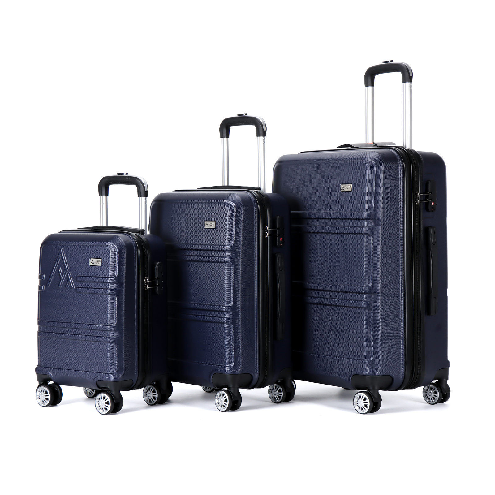 Set de 3 maletas con carry on de mano Easy pack ABS doble refuerzo con candado de seguridad TSA LOCK Armored travel Azul Navy