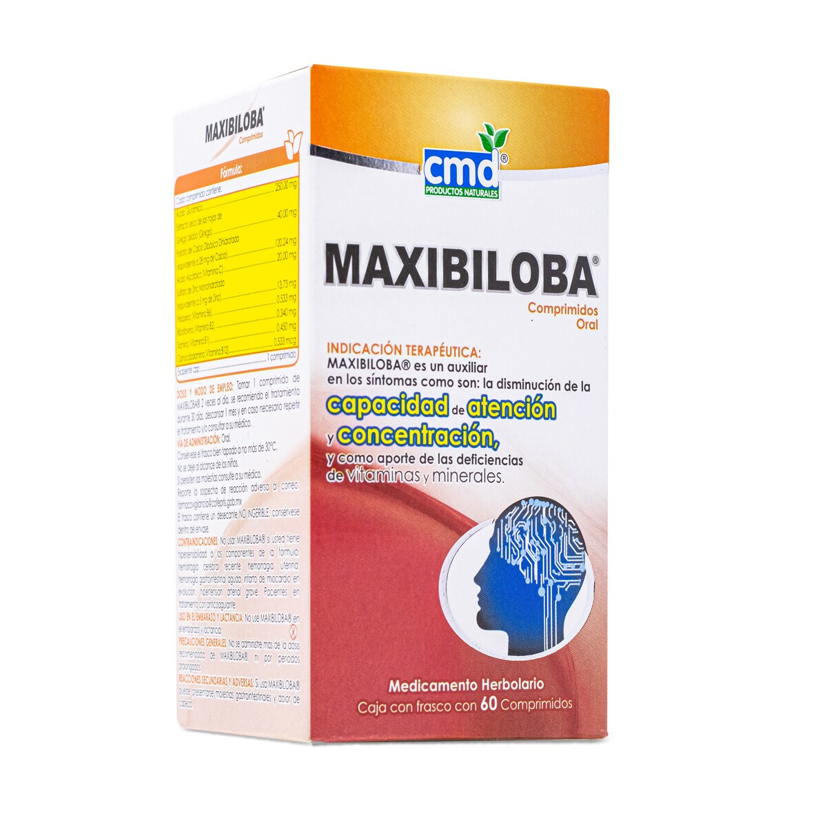 Maxibiloba 60 Comprimidos: Potencia tu rendimiento mental y fortalece tus huesos con el poder del ácido glutámico y el calcio