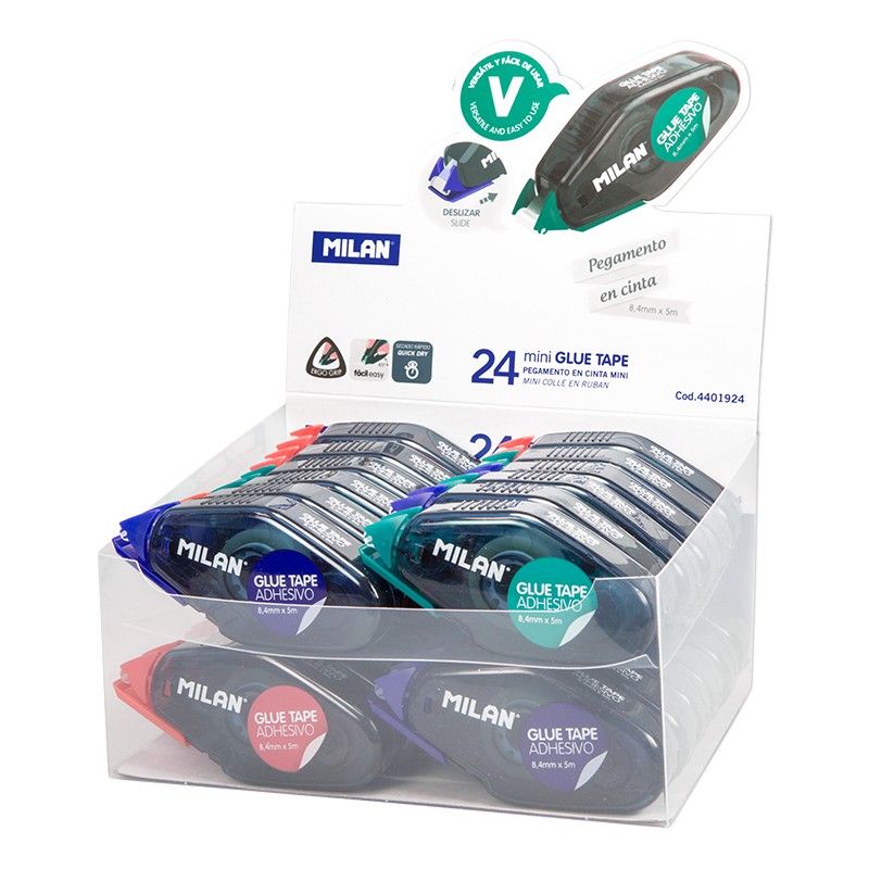 Caja 24 Pz De Pegamento En Cinta 8.4mm X 5m Milan Compact