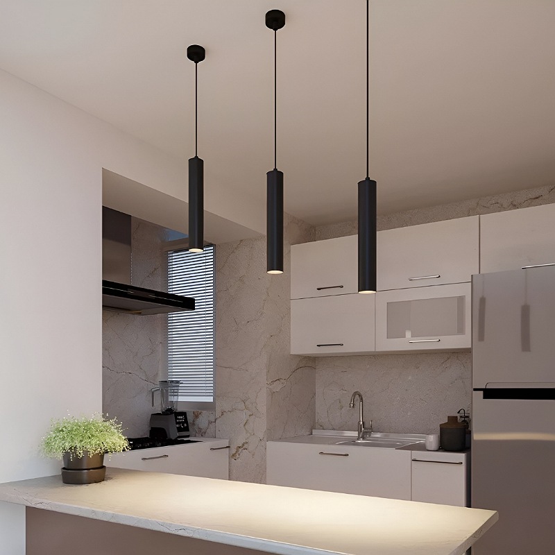 Lámpara De Techo Colgante Decorativa Moderna Altura Ajustable Soquet Gu10 120 V~ Illux Dh-5101.susn Negro