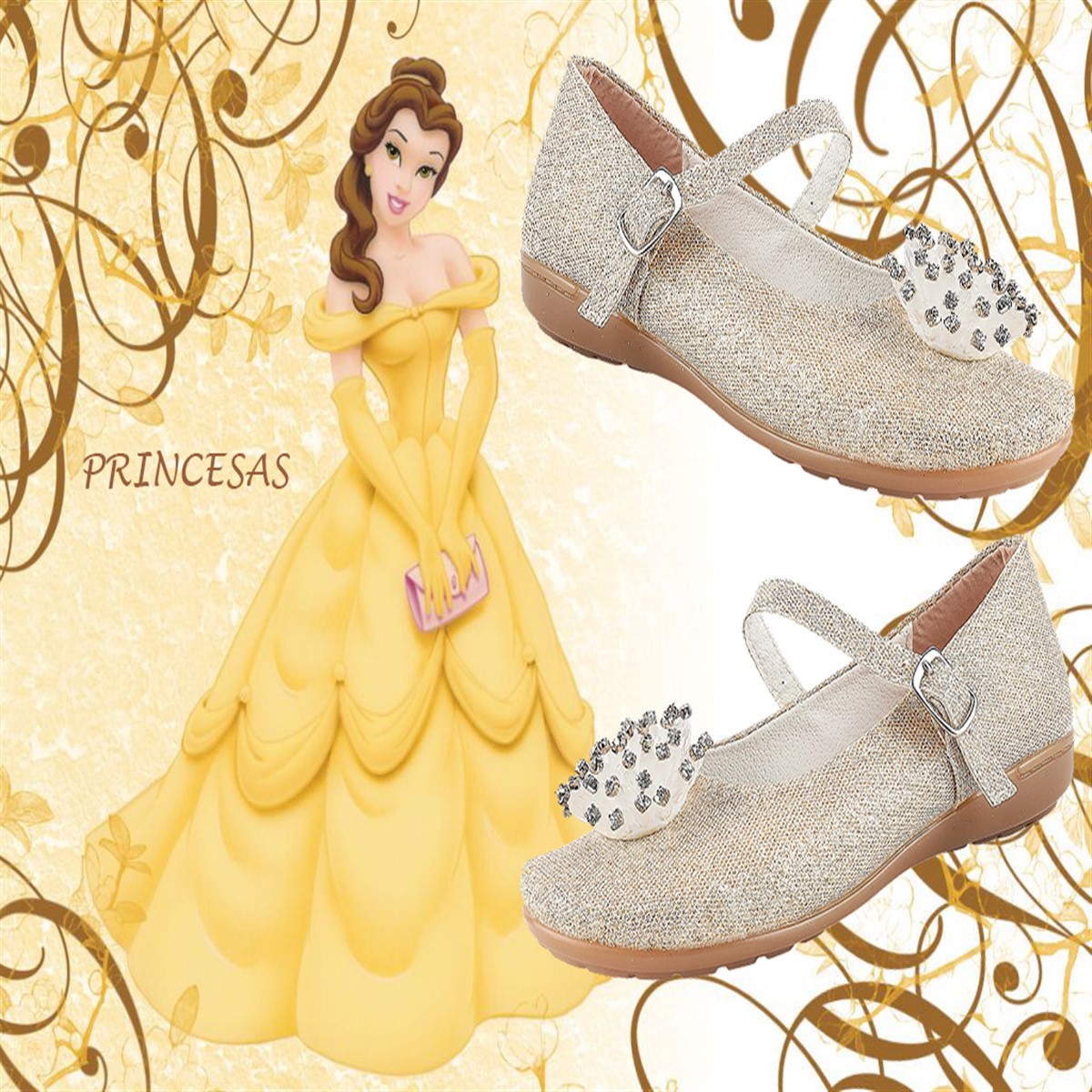 Zapato Princesa Bella Zapatillas Niña Moda 06-O Oro 22 al 26.