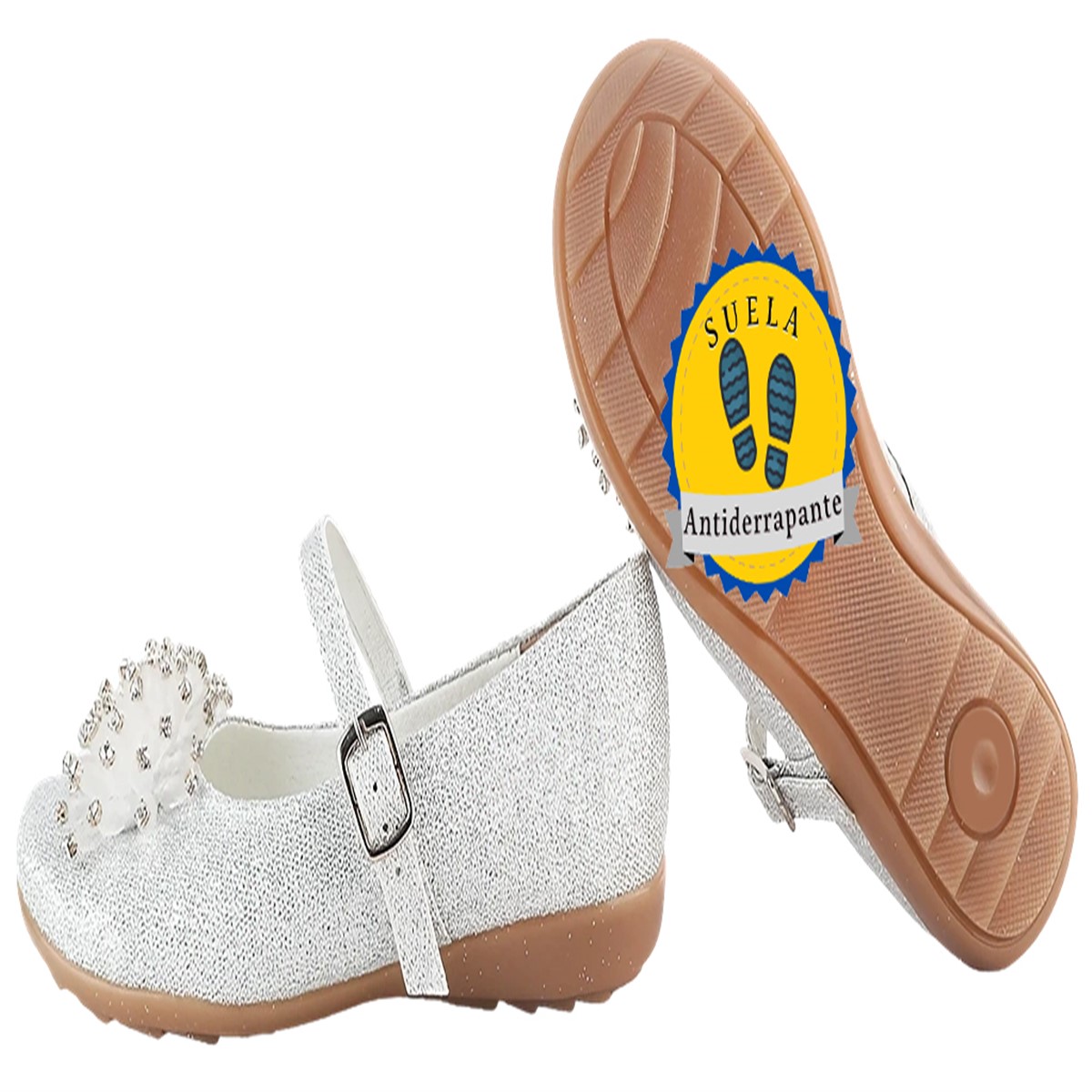 Zapato Princesa Elsa Y Ana Zapatillas Niña 06-P Plata.