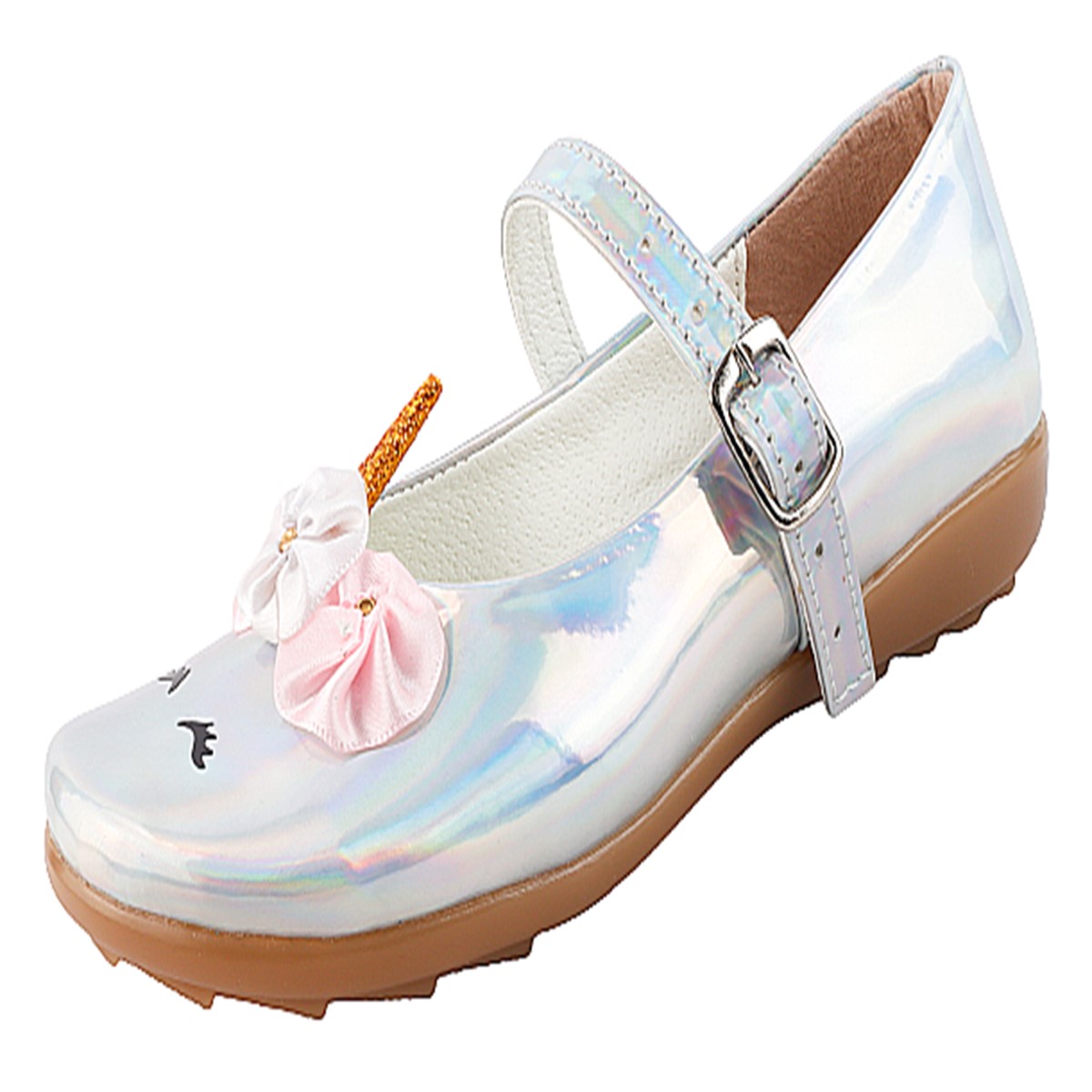Zapato Niña Unicornio Princesa Zapatillas 01 plata tornasol.