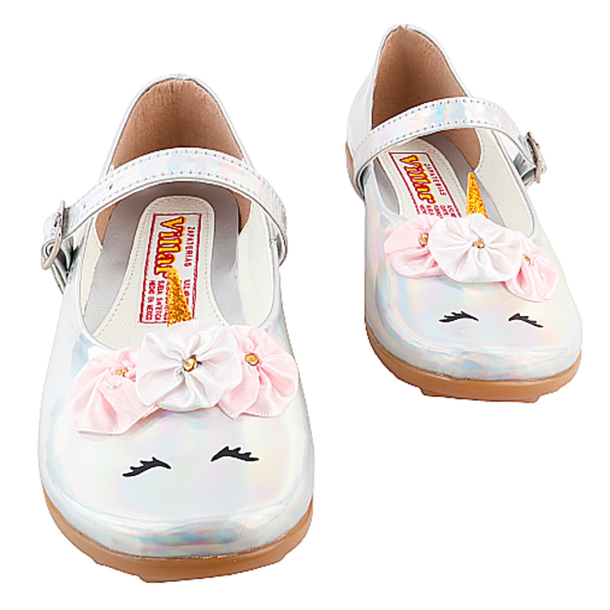 Zapato Niña Unicornio Princesa Zapatillas 01 plata tornasol.