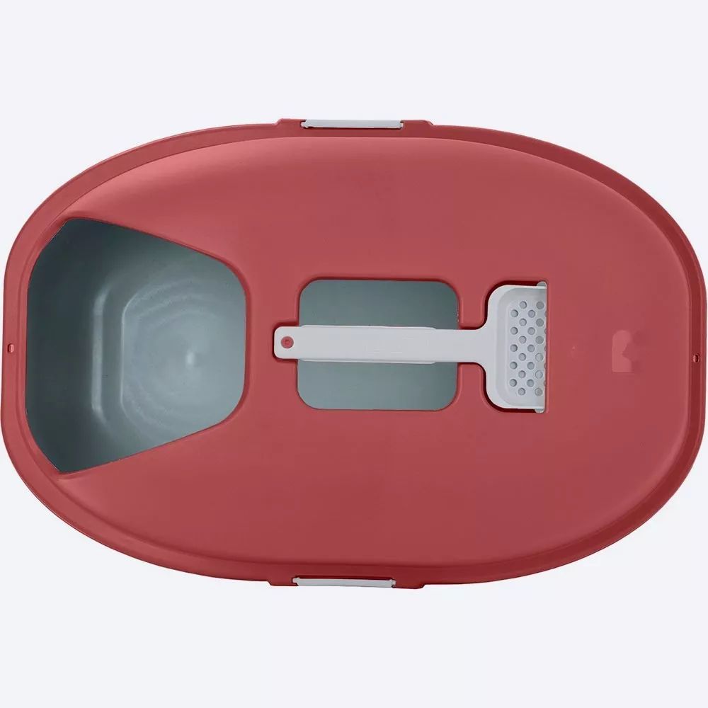 Arenero Para Gato Cubierto Grande Con Pala Gran Calidad Rojo