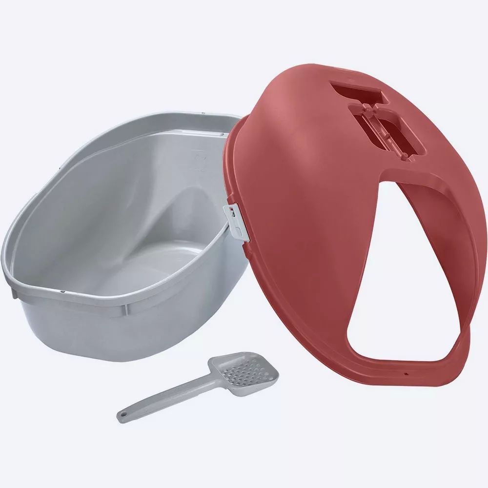 Arenero Para Gato Cubierto Grande Con Pala Gran Calidad Rojo