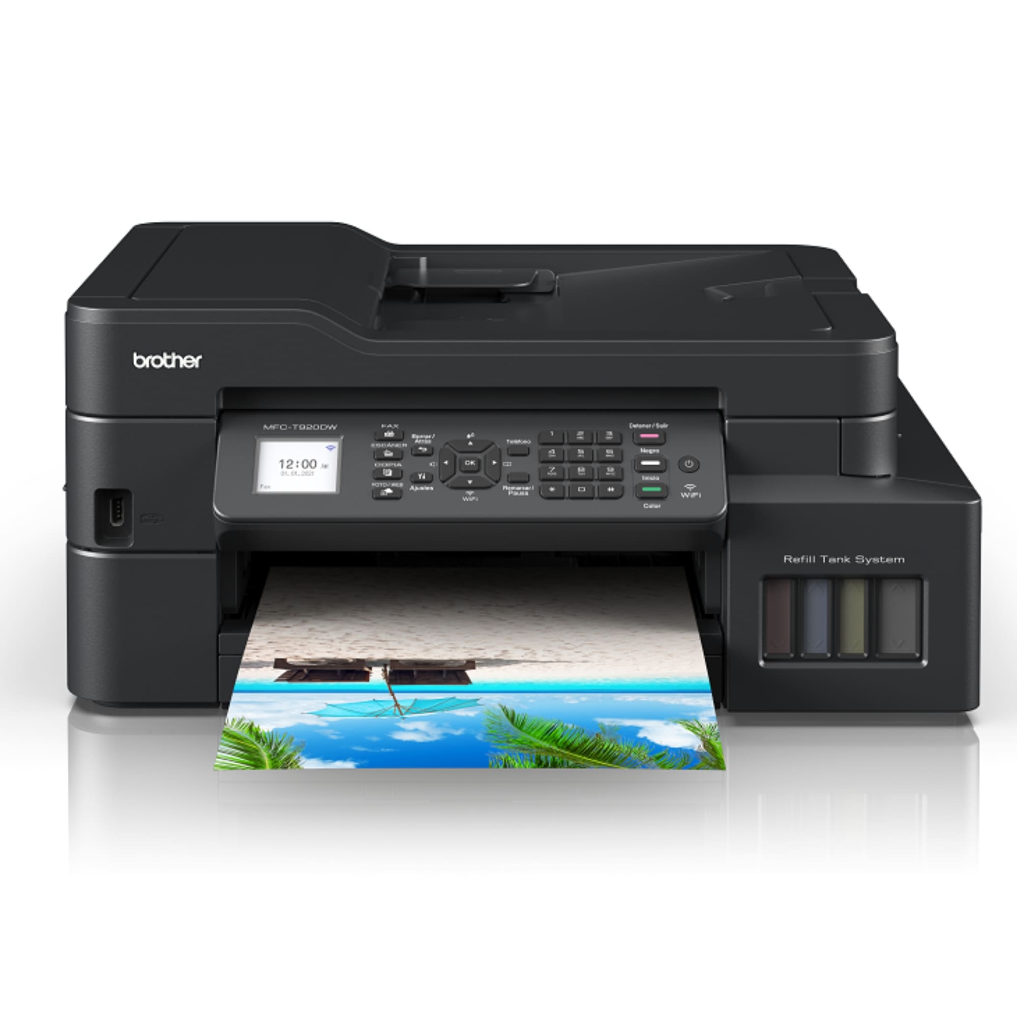 Impresora Multifuncional Brother InkBenefit Tank MFC-T920DW con Sistema de Tinta Continua, Color, Cama Carta, Wi-Fi.