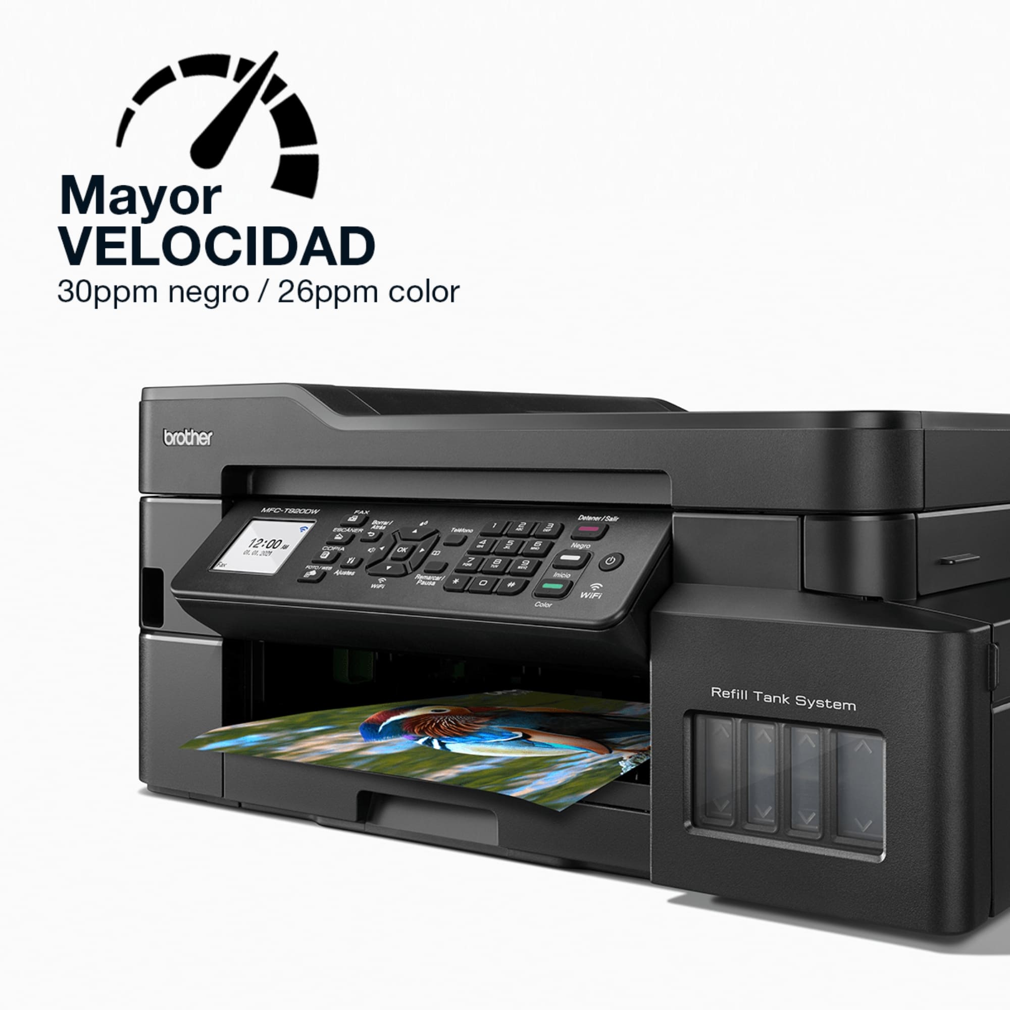 Impresora Multifuncional Brother InkBenefit Tank MFC-T920DW con Sistema de Tinta Continua, Color, Cama Carta, Wi-Fi.