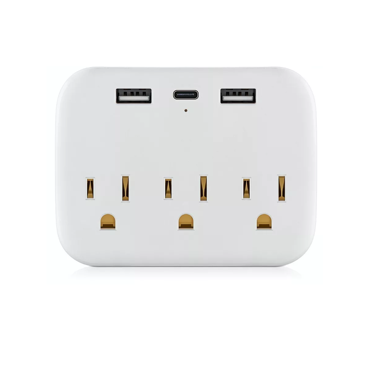 Adaptador De Pared Multicontactos, 3 Toma, 2 Usb, 1 Tipo C Blanco