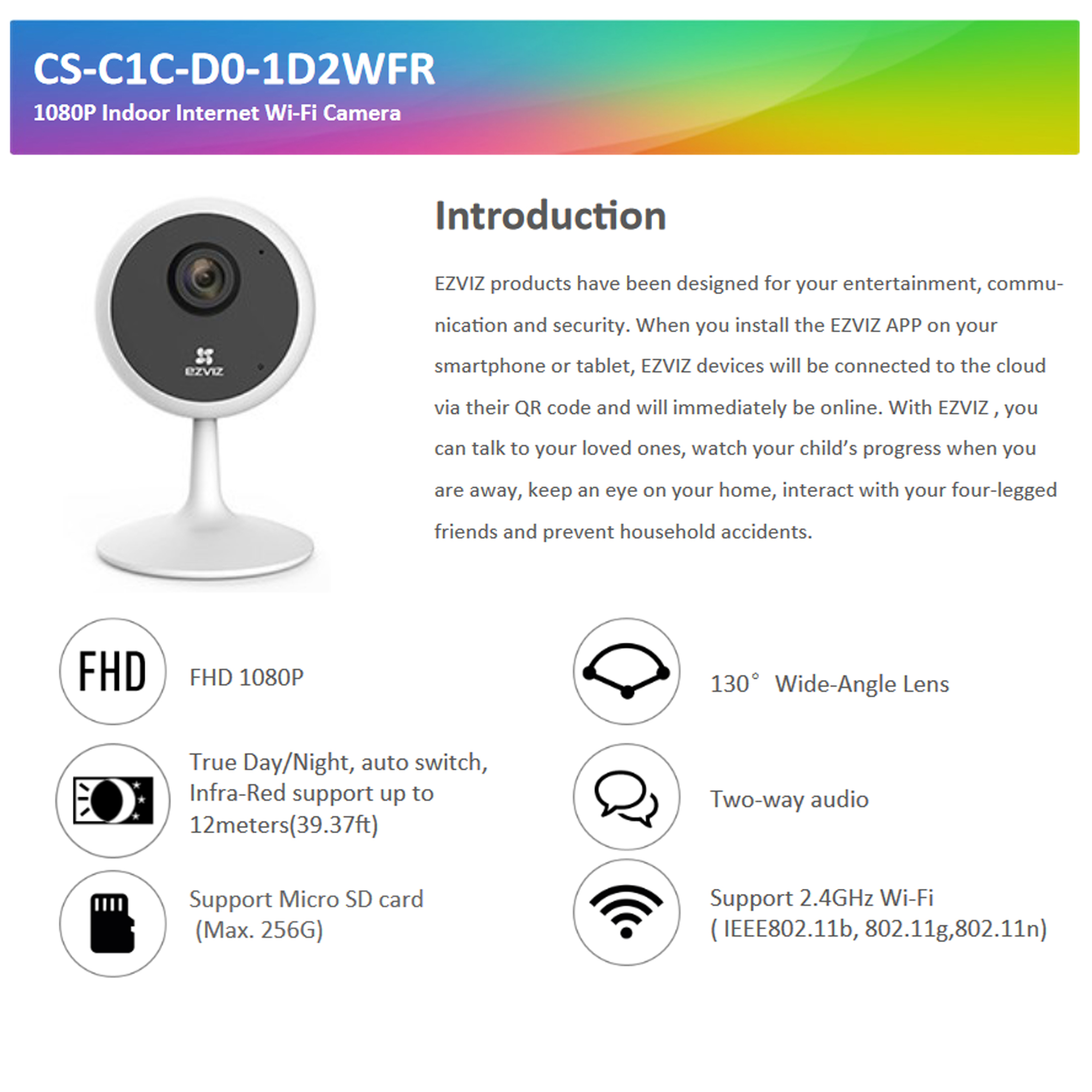 Mini Cámara Wifi Con Detección De Movimiento Grabación En La Nube Ezviz