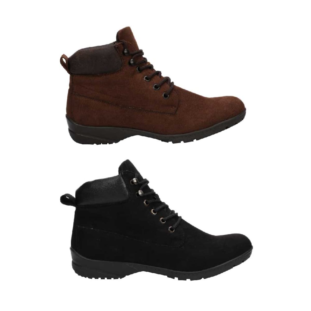 Kit de 2 pares de botines con agujetas, de piso, colores café y negra, marca Shosh, mod. 1032555