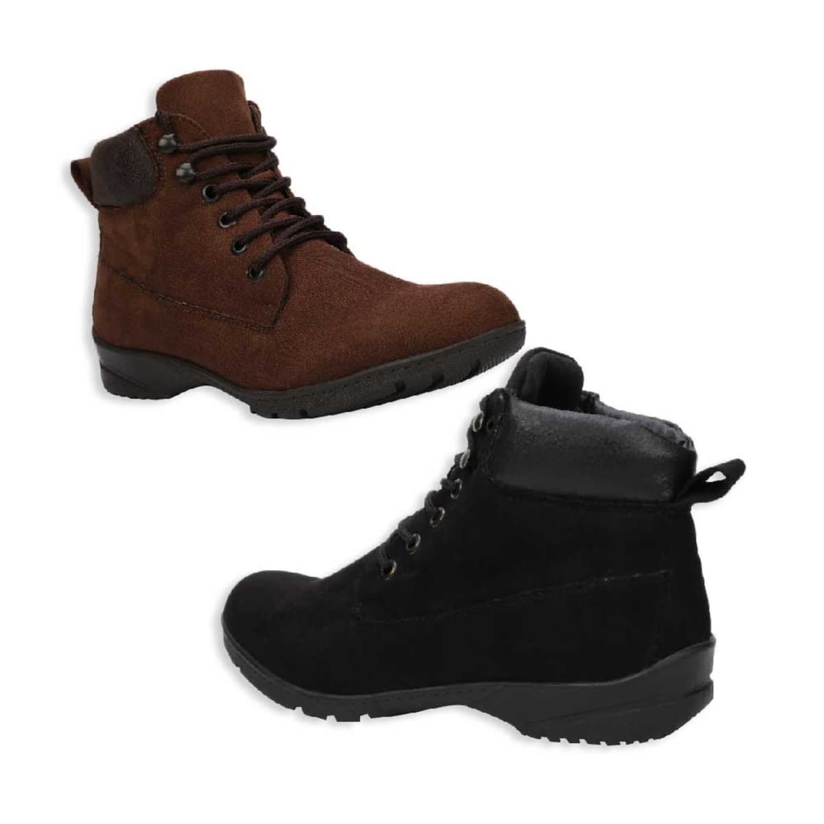 Kit de 2 pares de botines con agujetas, de piso, colores café y negra, marca Shosh, mod. 1032555