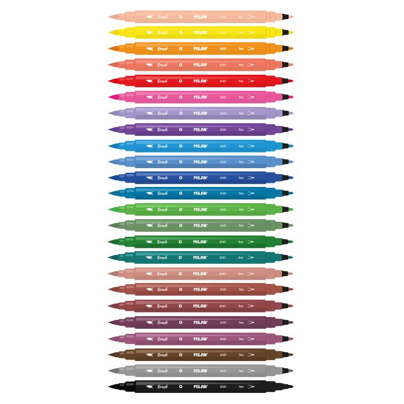 Marcadores Doble Punta Milan 24pz Con Estuche Metalico