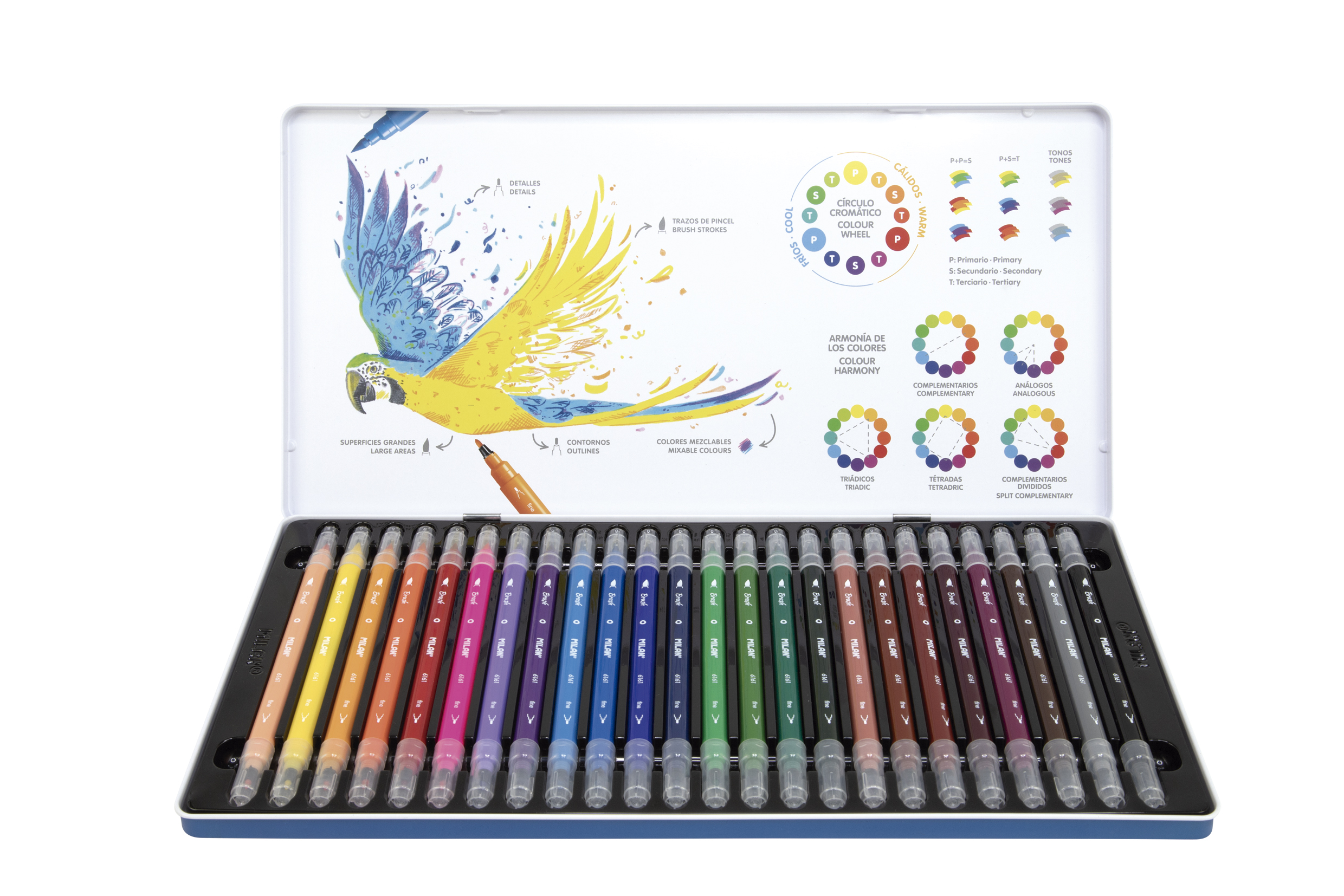 Marcadores Doble Punta Milan 24pz Con Estuche Metalico