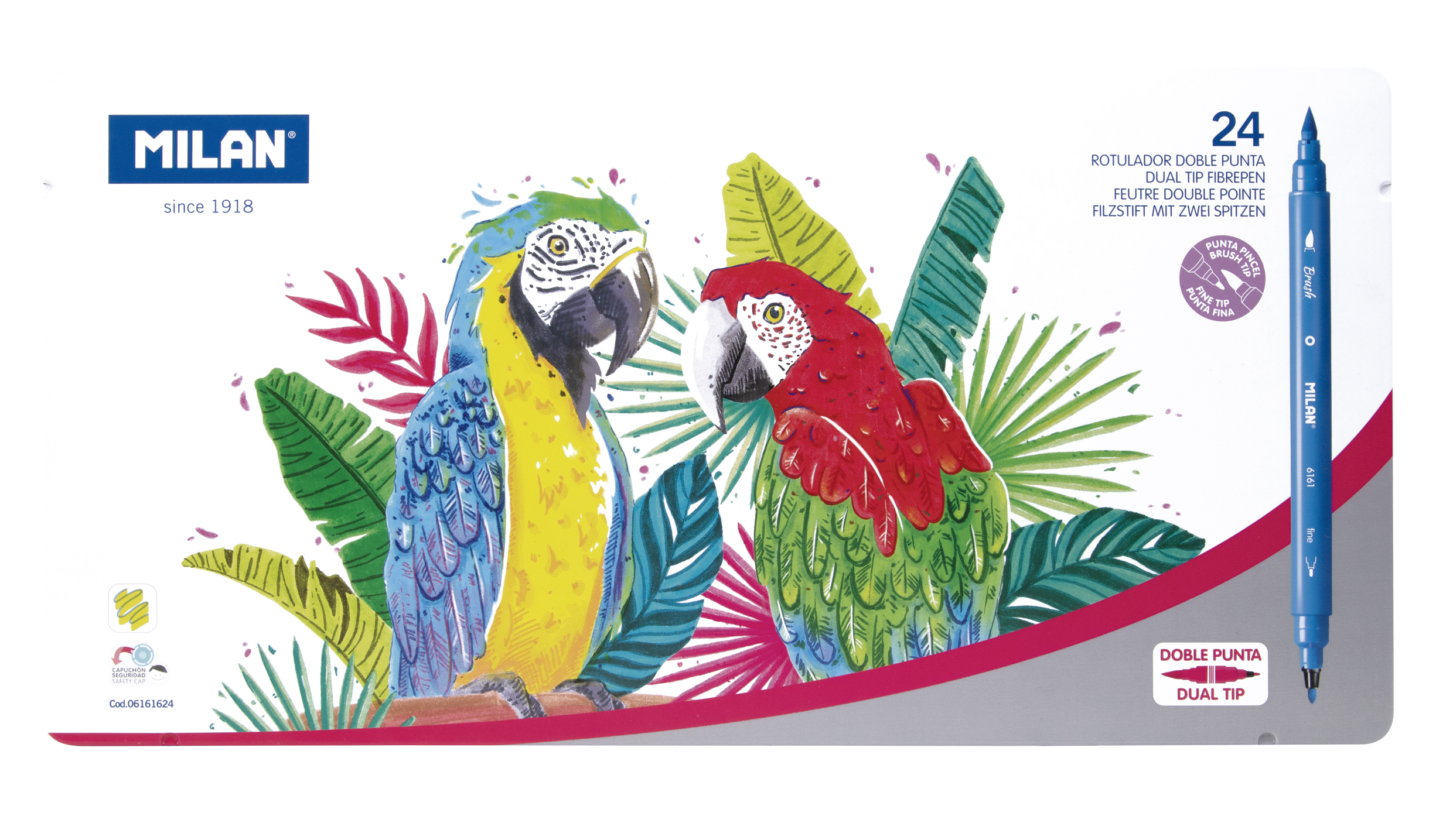 Marcadores Doble Punta Milan 24pz Con Estuche Metalico