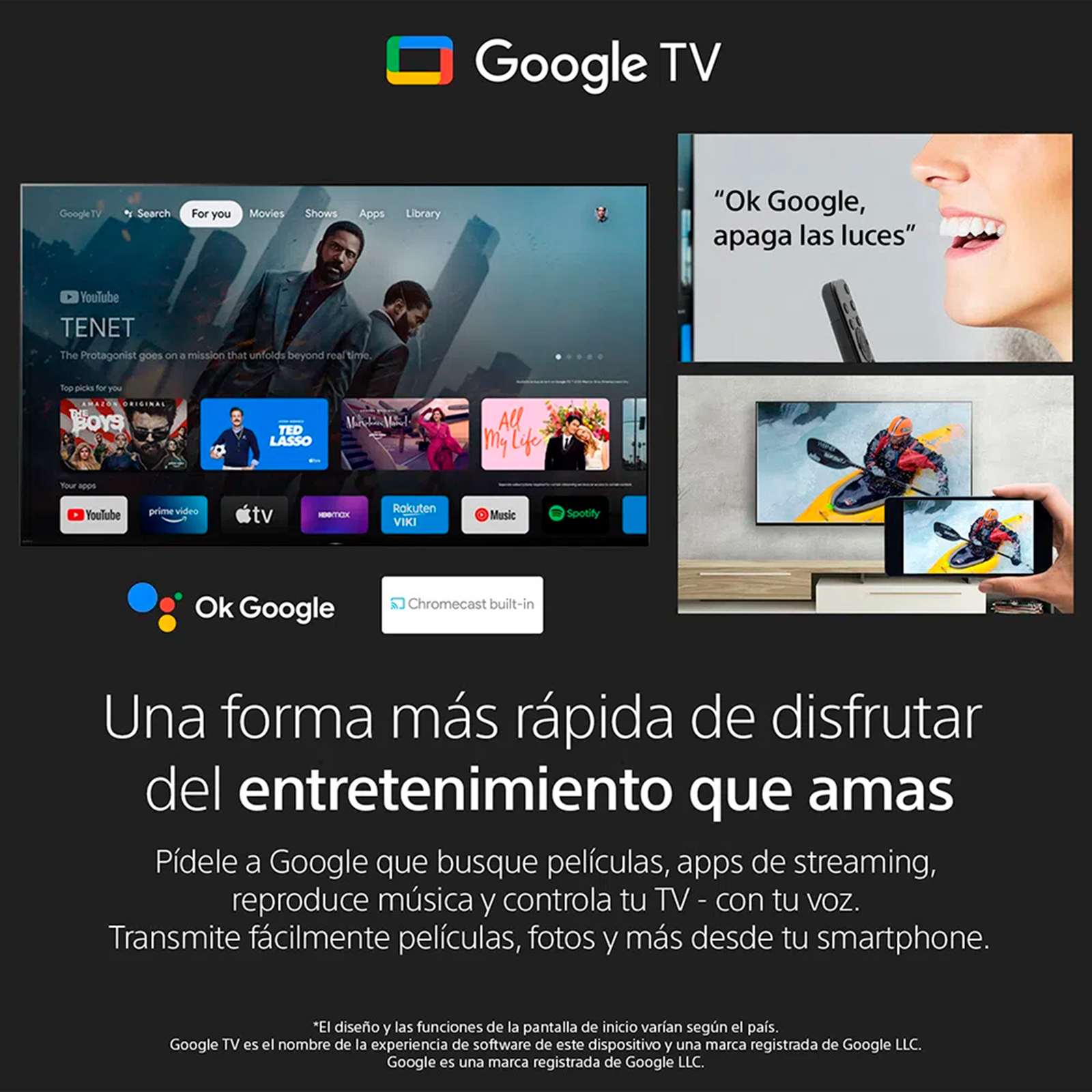 Pantalla Smart TV Sony 55 Pulg LCD 4K HDR Google KD55X80K