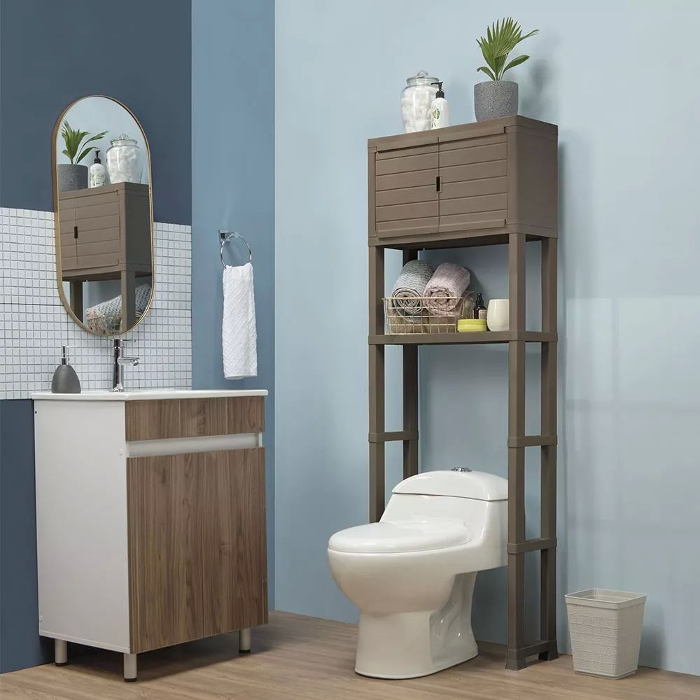 Repisa Estante Organizador Elegante Para Baño Textura Madera